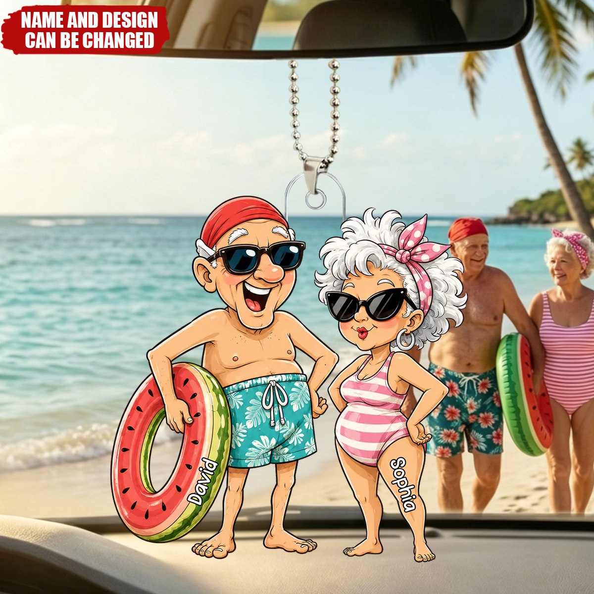 Funny Old People Swim - Personalized  Car Ornament