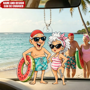 Funny Old People Swim - Personalized  Car Ornament