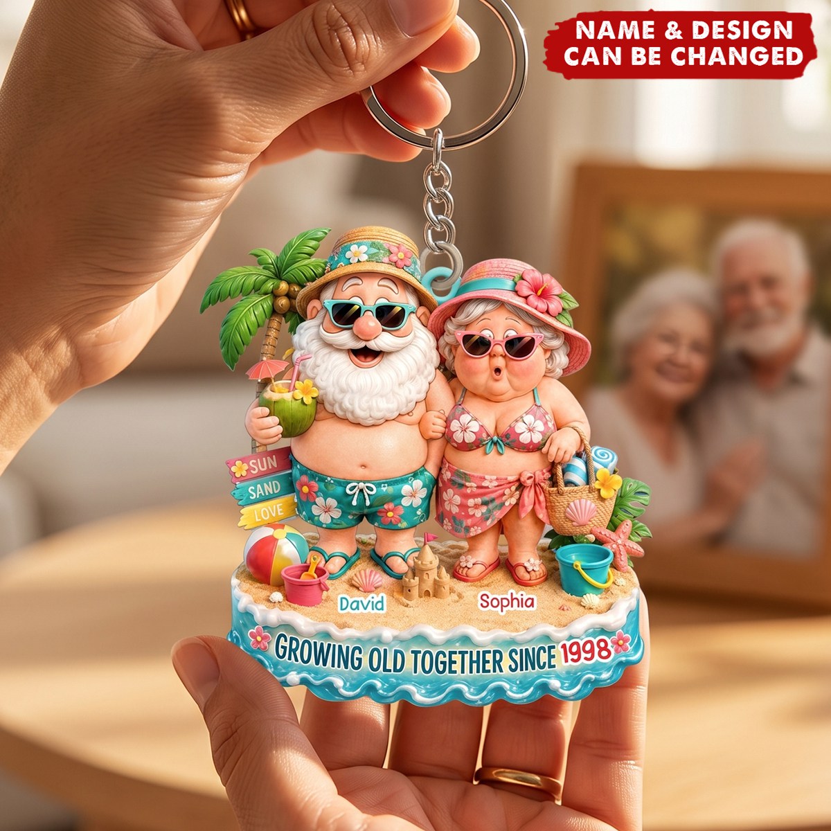 Growing Old Together, Personalized Custom Keychain, Gift For Couples