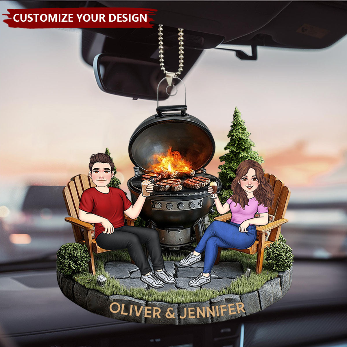 Welcome To Our Patio - Couple Personalized Acrylic Car Ornament