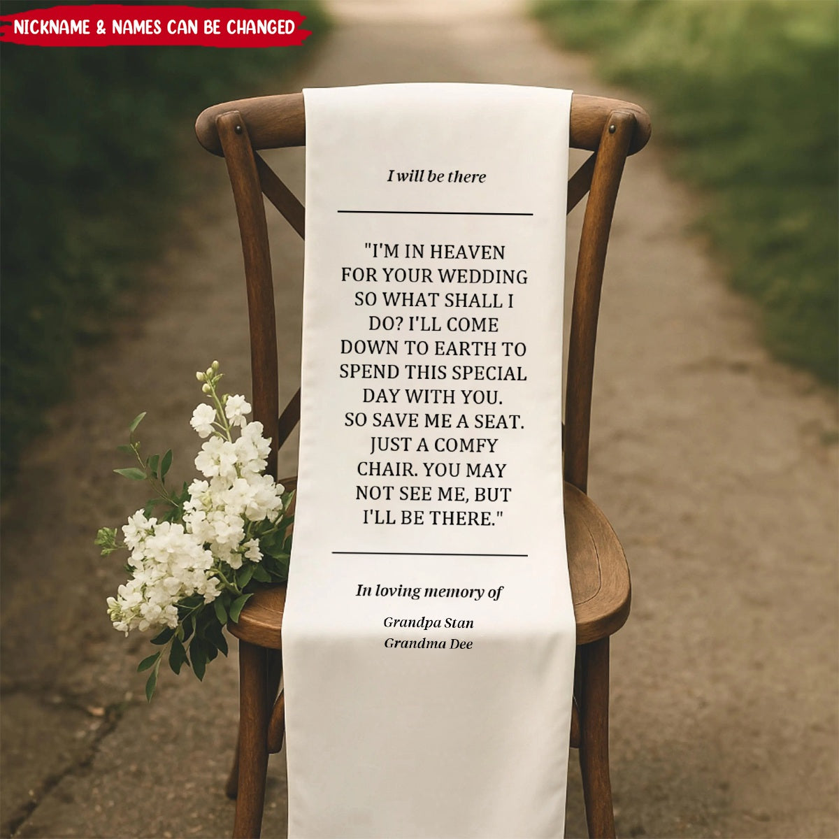 Reserved Wedding Memorial Chair Sign - Personalized Memorial Wedding Sign