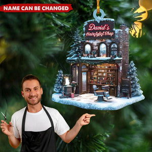 Personalized Hair Salon Flat Ornament, Hairdresser Gifts,Christmas Gift, Hair Salon Ornament