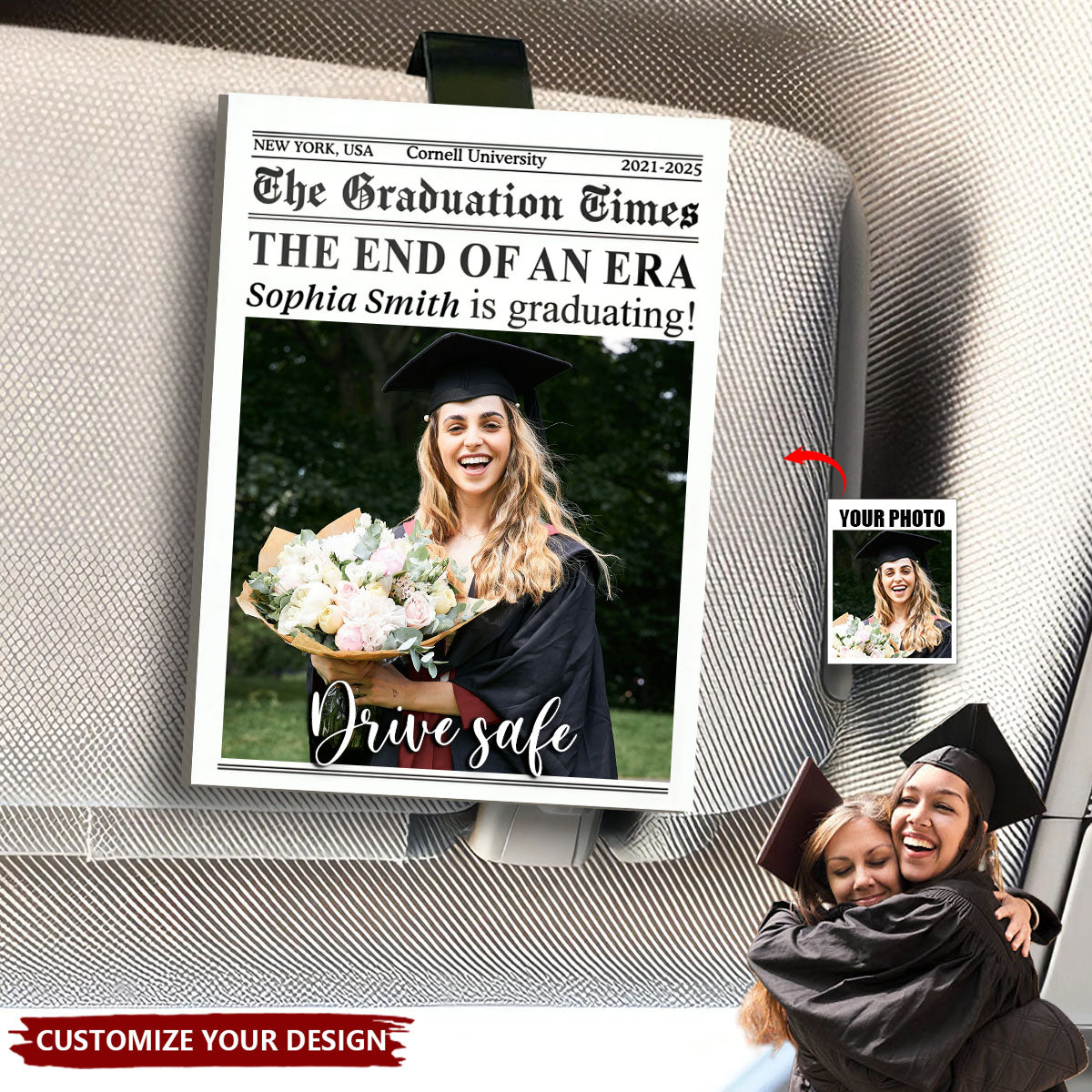 Graduation Gift Drive Safe The End Of An Era - Personalized Acrylic Photo Visor Clip