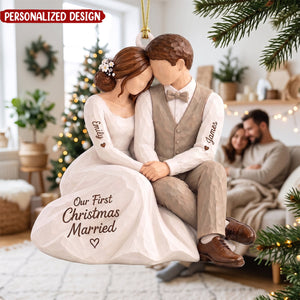 Our First Christmas Married Personalized Wooden Ornament