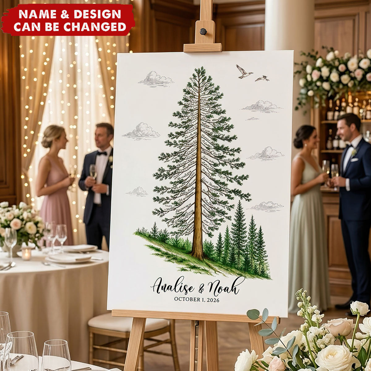 Custom Guest Book Sign Alternative Rustic Pine Tree - Personalized Poster