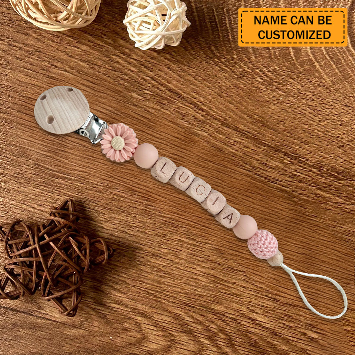 Personalized Dummy Clip Flower Daisy Pacifier Clip