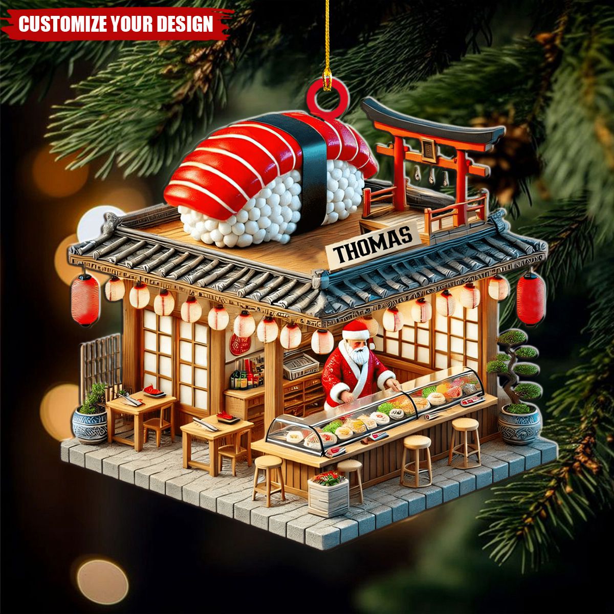 Sushi Shop - Personalized Acrylic Christmas Ornament, Gift For Sushi Lovers