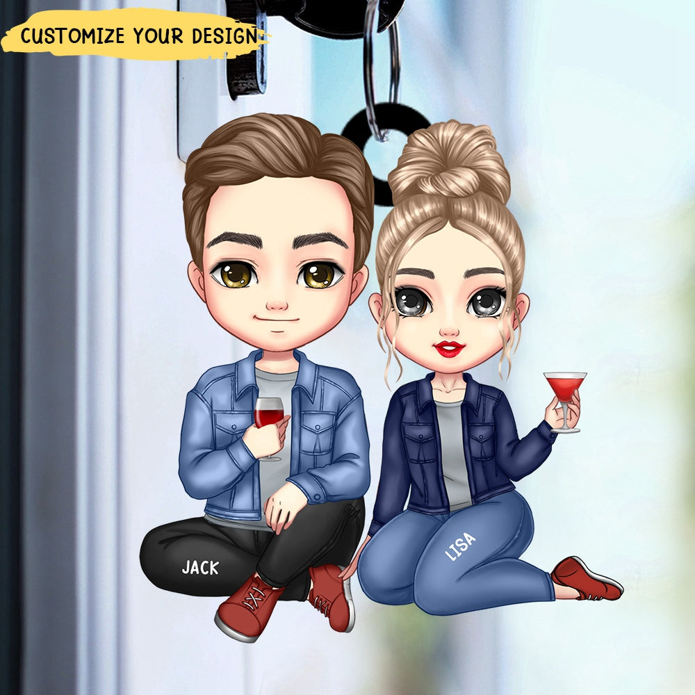 Couple Sitting Together Anniversary Gift For Couples Acrylic Keychain