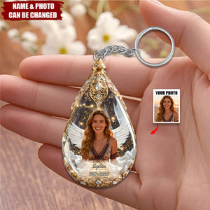 Custom Photo Acrylic Keychain - Personalized Memorial Sympathy Gifts For Loss Of Mom, Dad
