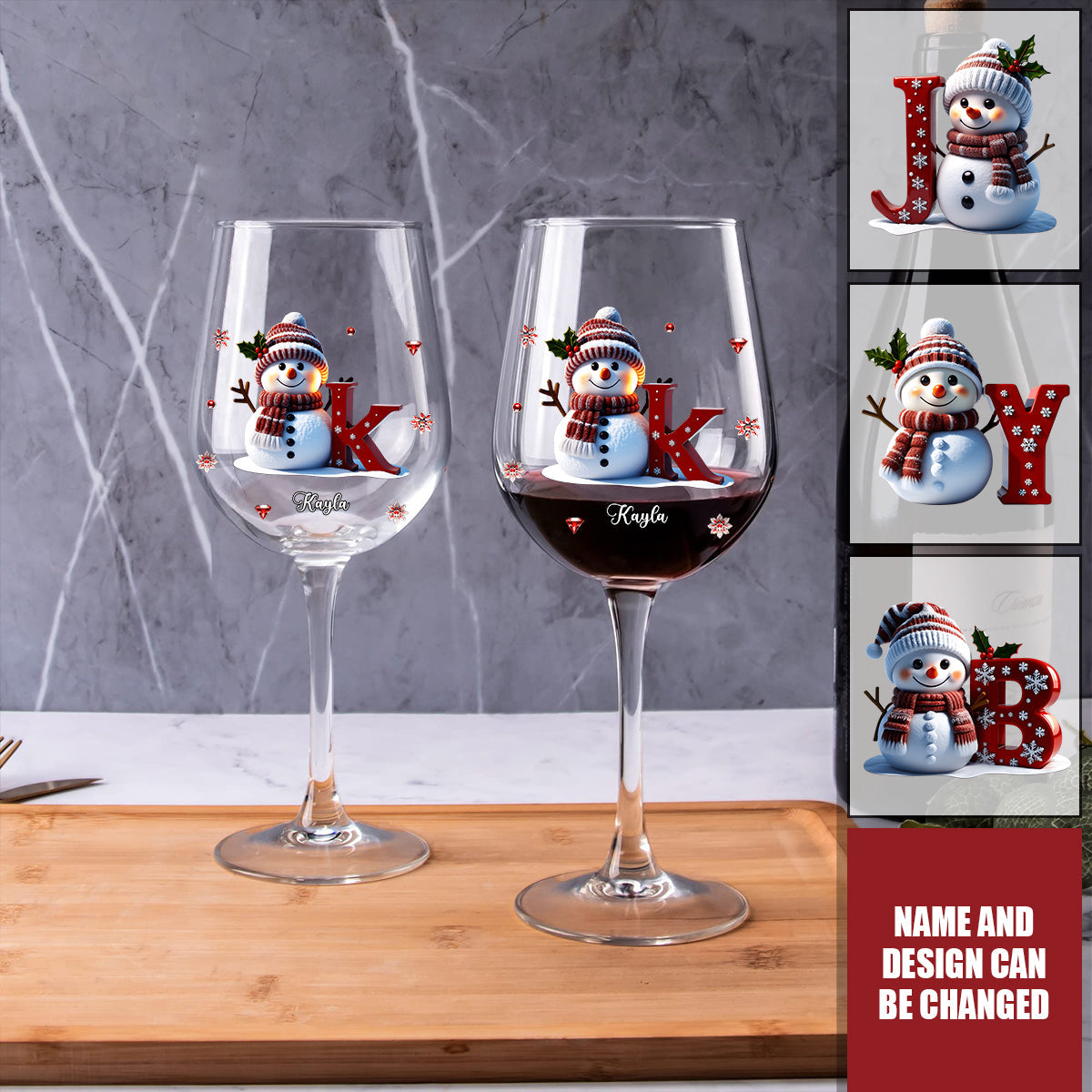 Merry Christmas - Personalized Family Wine Glass With Long Stem