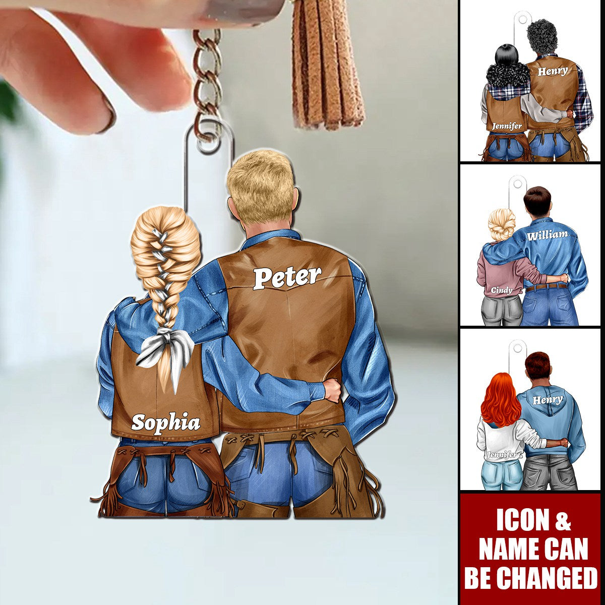 Personalized Gifts For Cowboys Couple Keychain