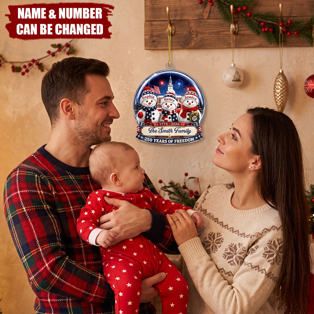 Custom Acrylic Ornament - Personalized America 250th Anniversary Christmas Gifts