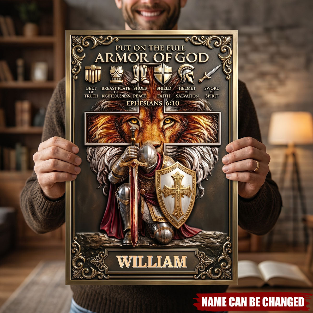 Kneeling Knight Jesus Printed Poster - Personalized Gifts For Christians