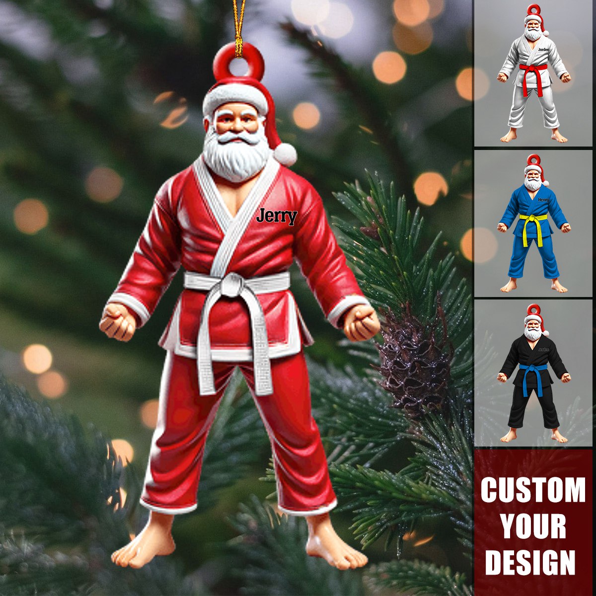 Karate Santa Personalized Christmas Ornament, Christmas Gift for Karate Lover