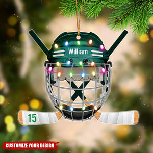 Ice Hockey Helmet, Personalized Ornament, Christmas Tree Decor