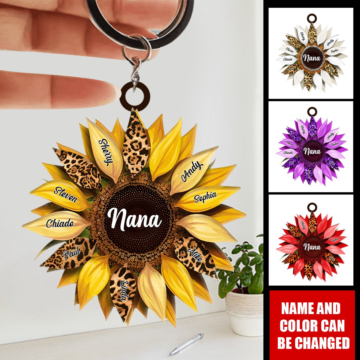 Nana, Mom, Auntie Sunflower - Birthday, Loving Gift For Mother, Grandma, Grandmother - Personalized Keychain