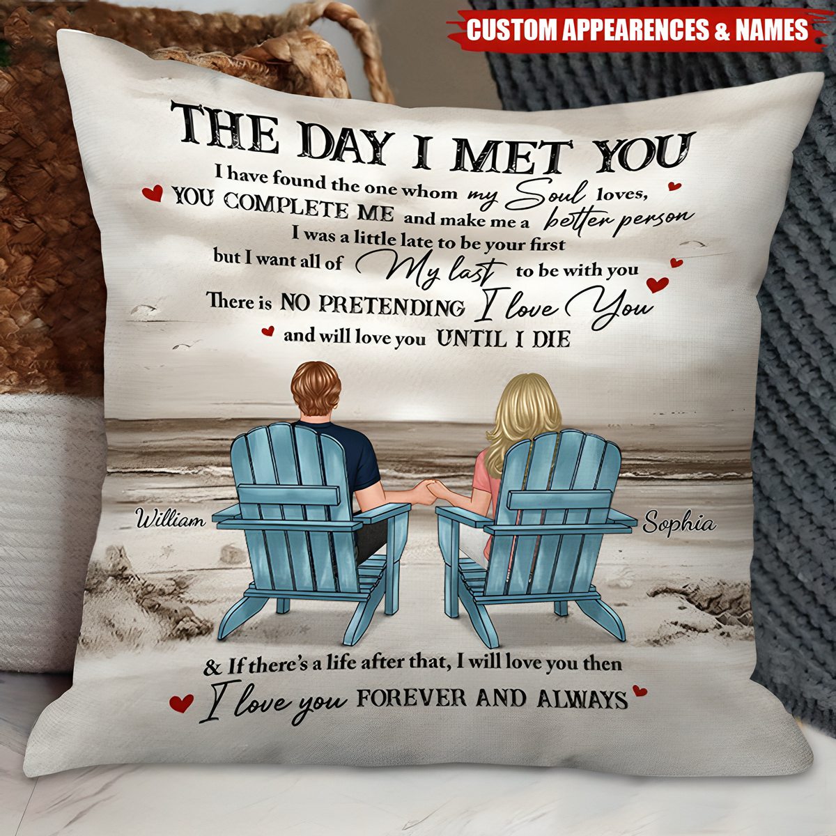 Personalized Gift For Couple Beach Retro Vintage Pillow