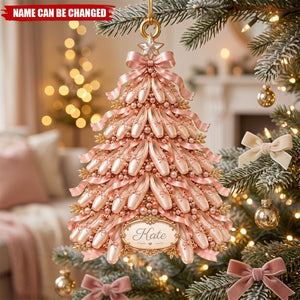 Personalized Ballet Shoes Christmas Tree Ornament, Custom Name Champagne Ballet Keepsake, Ballet Tree Acrylic Keepsake