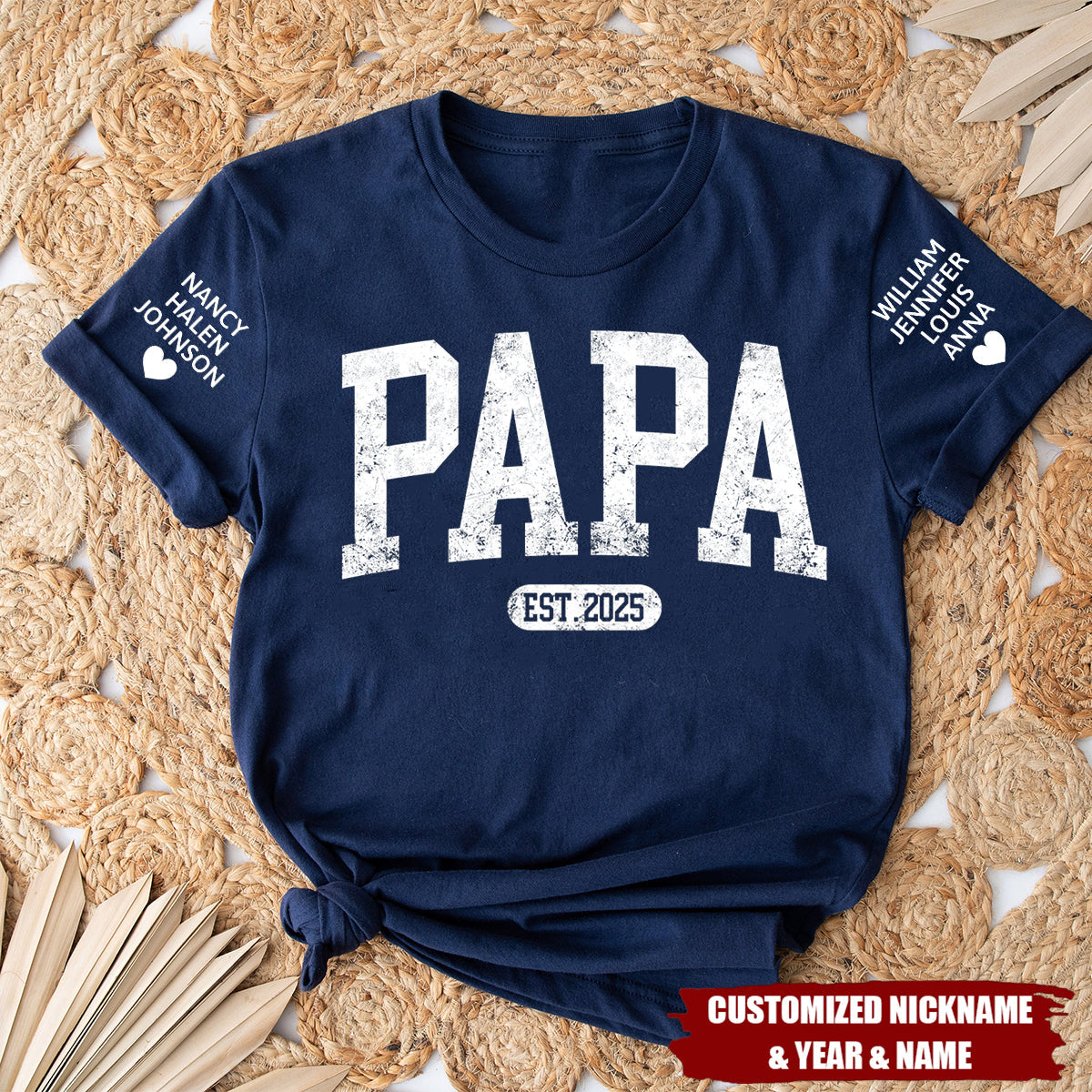 Personalized Papa Shirt With Est Year Dad T-Shirt, Gift for Papa With Est Date