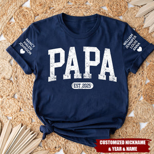 Personalized Papa Shirt With Est Year Dad T-Shirt, Gift for Papa With Est Date