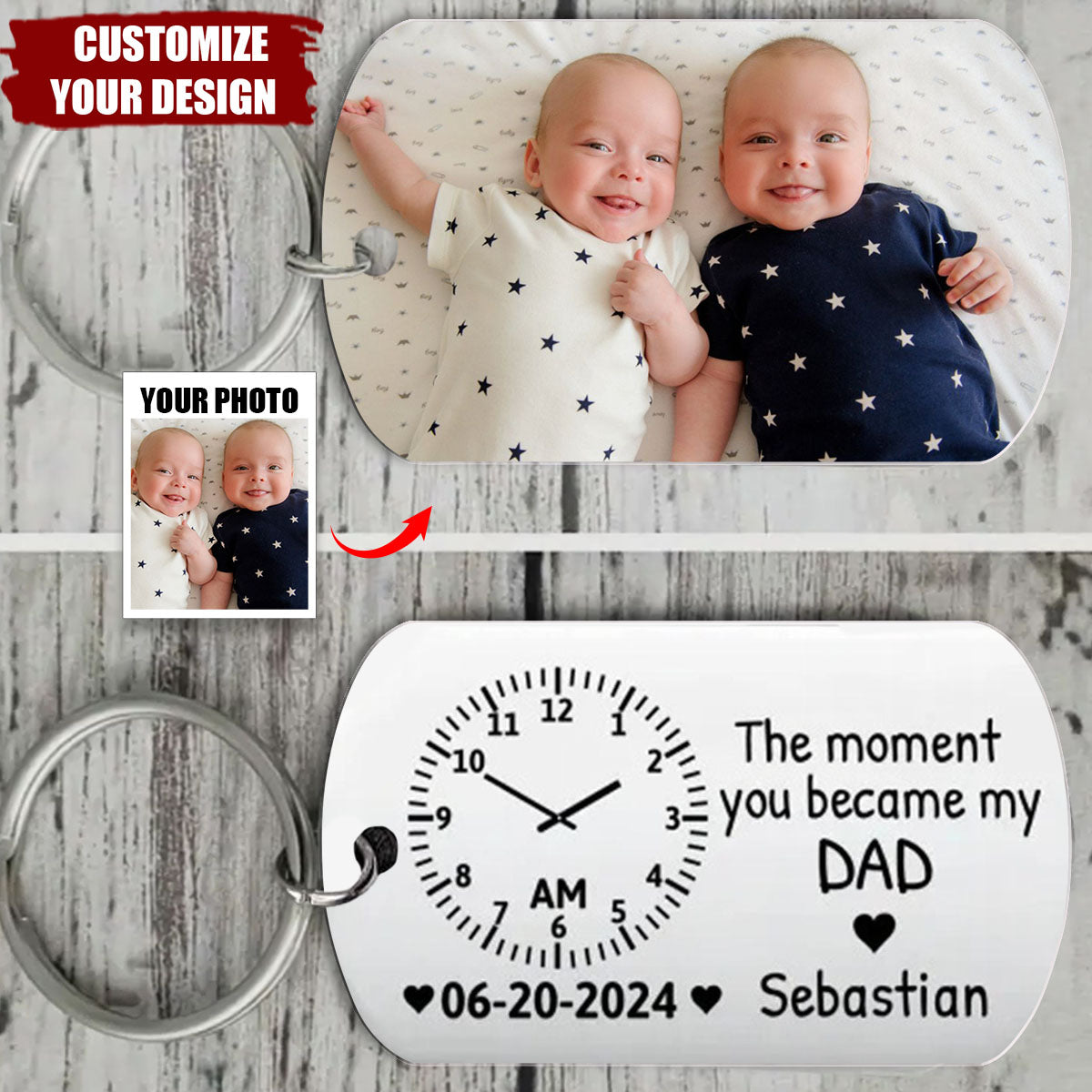 The Moment You Became My Dad/Mommy Personalized Stainless Steel Keychain