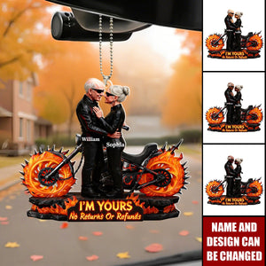 I'm Yours No Returns Or Refunds, Motorcycle And Flames, Car Hanging Ornament