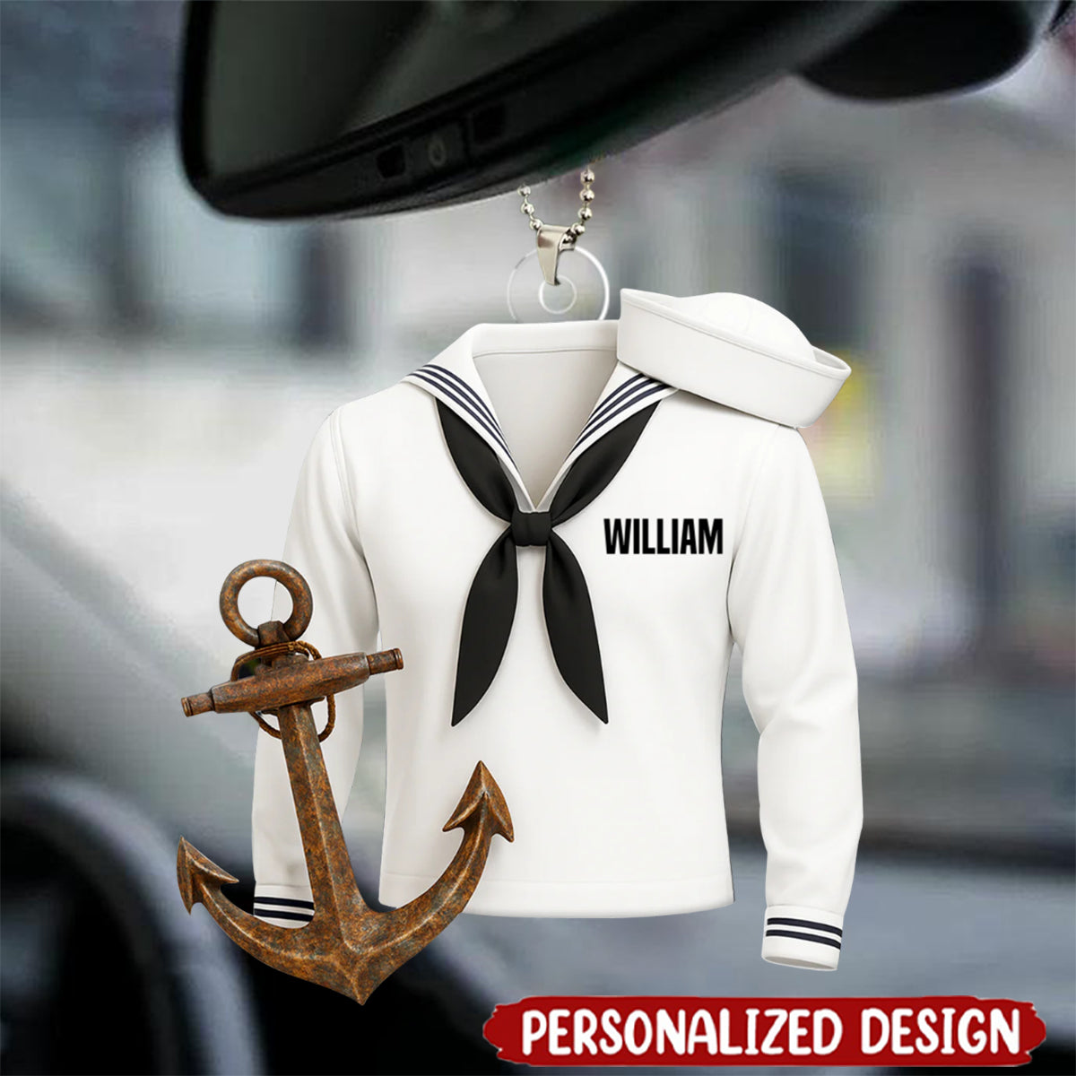 Sail With Courage & Pride – Personalized Acrylic Car Ornament