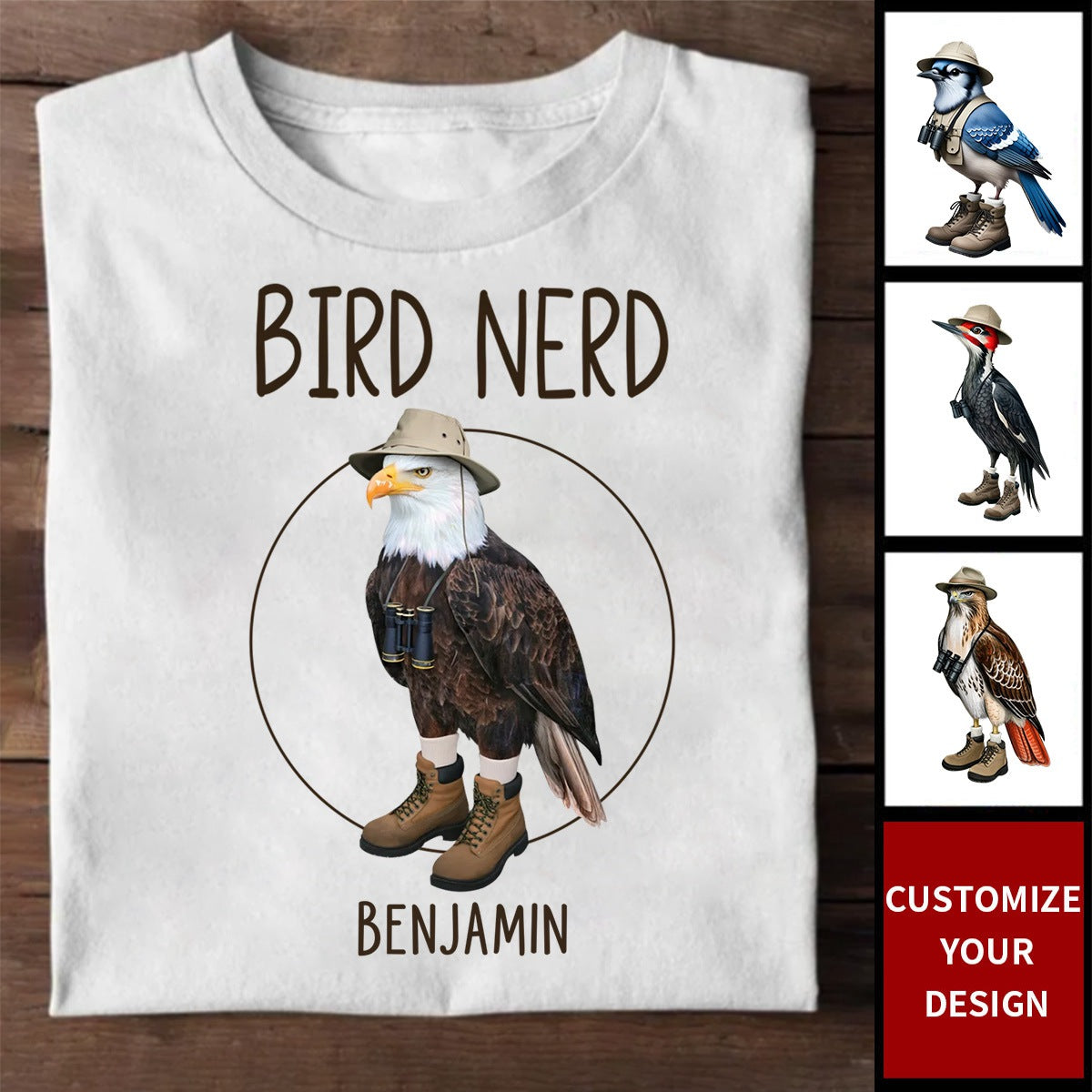 Bird Nerd Funny Bird Watcher Personalized T-Shirt, Gift for Bird Lover