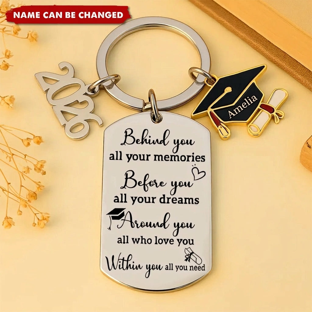 We Are So Proud of You - Personalized Family Graduation Keychain