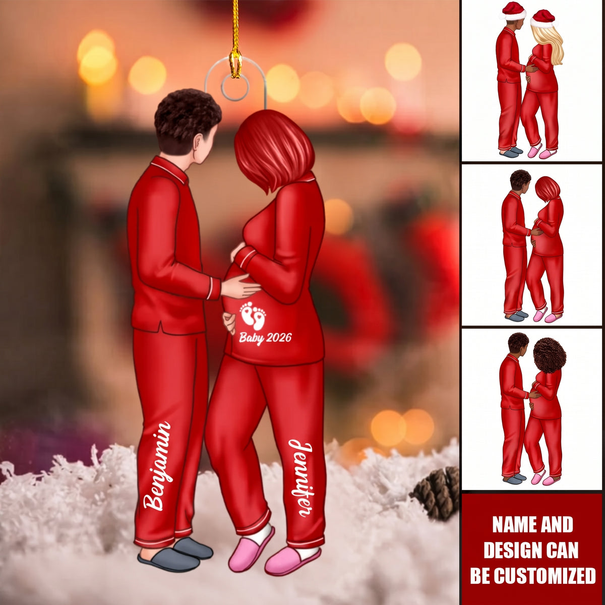 Expecting Parents Christmas Pregnancy Personalized Acrylic Ornament, Baby Arriving Ornament