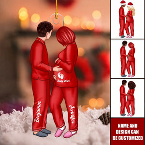 Expecting Parents Christmas Pregnancy Personalized Acrylic Ornament, Baby Arriving Ornament