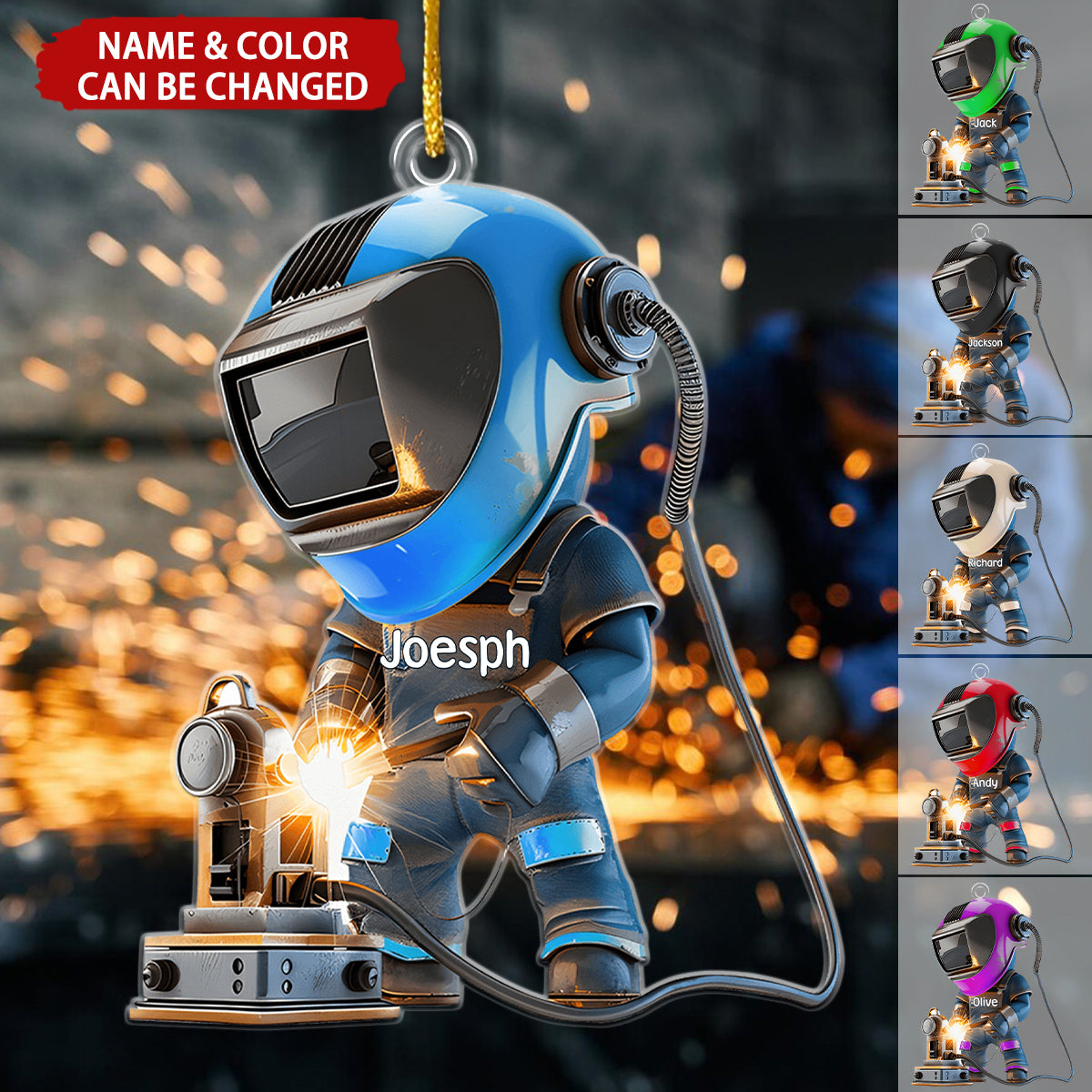 Working Welder Personalized Christmas Ornament, Gift For Welder