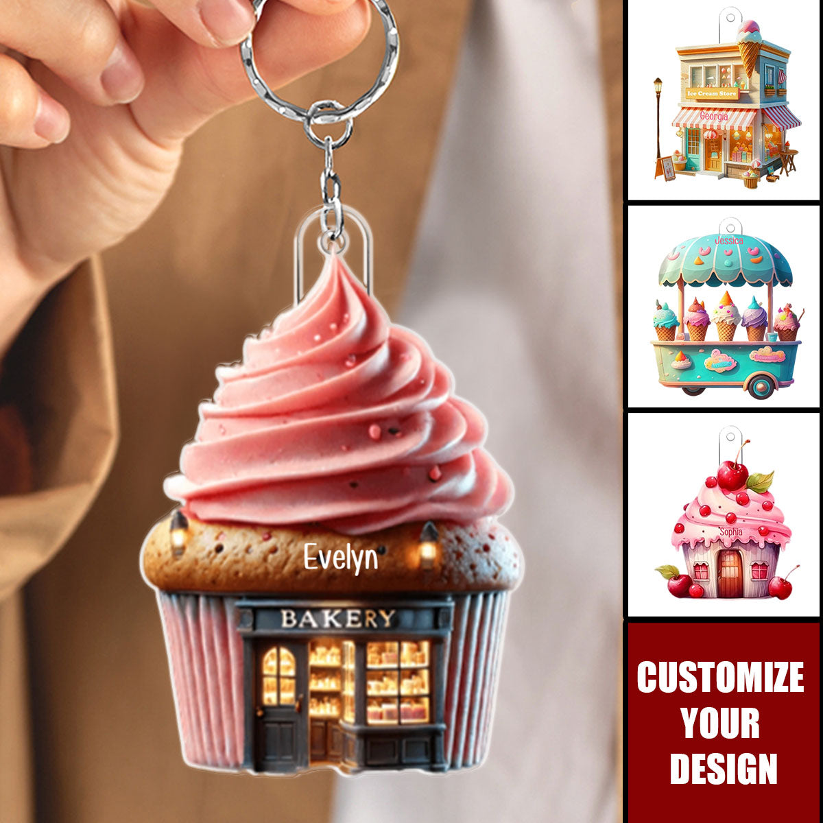 Ice Cream - Personalized Acrylic Keychain, Gift For Ice Cream Lovers