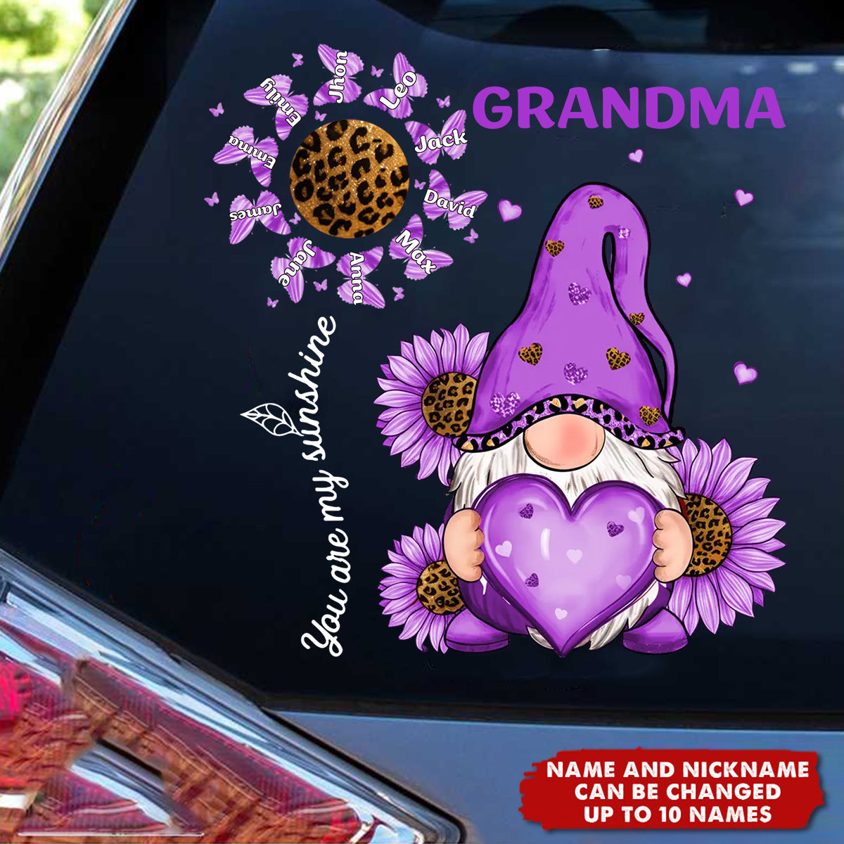 Leopard Grandma Mom Butterfly Kids - Personalized Decal, Gift For Grandma/ Mom, Leopard Grandma Decal