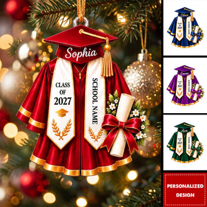 Personalized Acrylic  Graduation Cap and Gown Ornament,Christmas Ornament, Graduation Gift