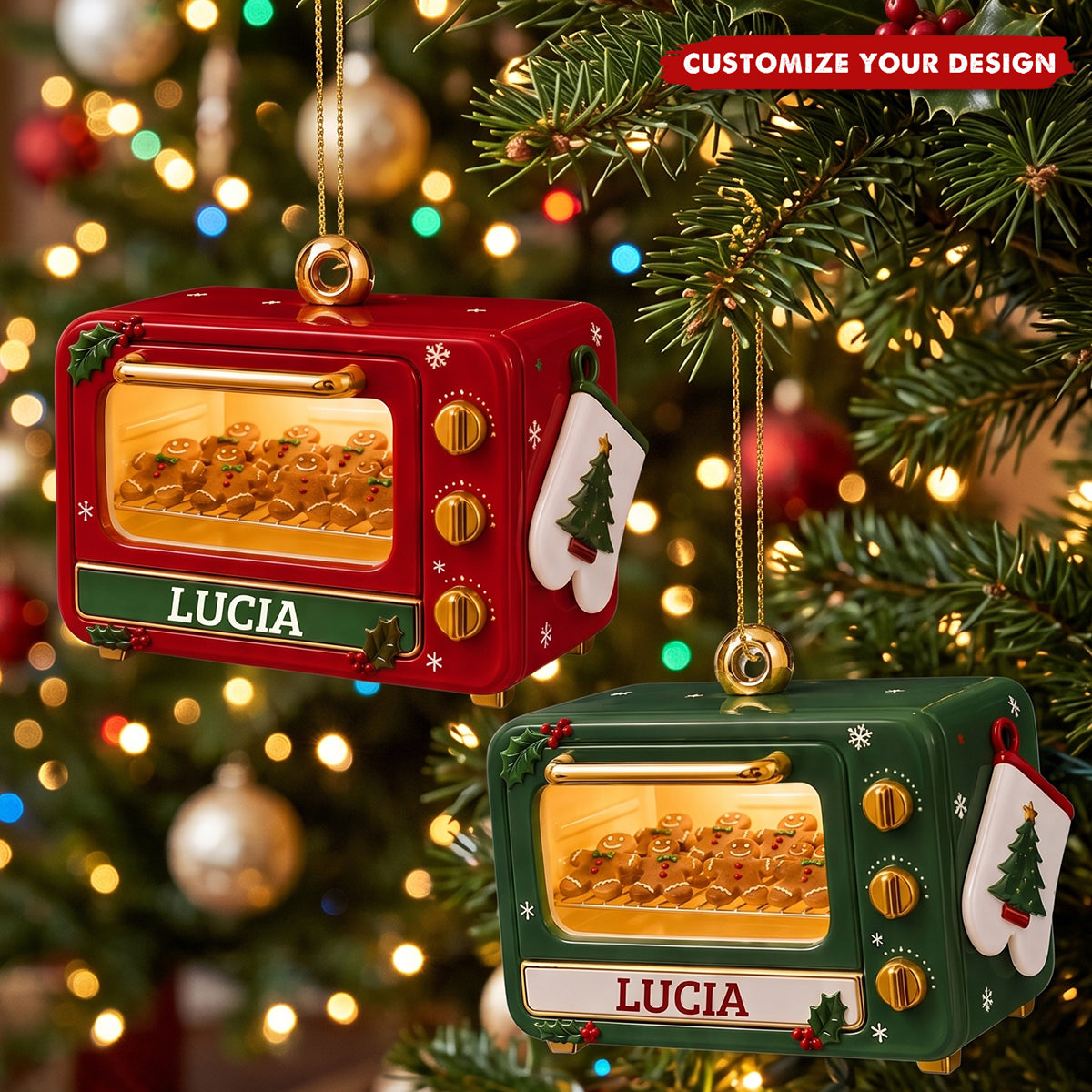 Personalized Baking Gingerbread Cookies Acrylic Ornament - Custom Bakers Gift