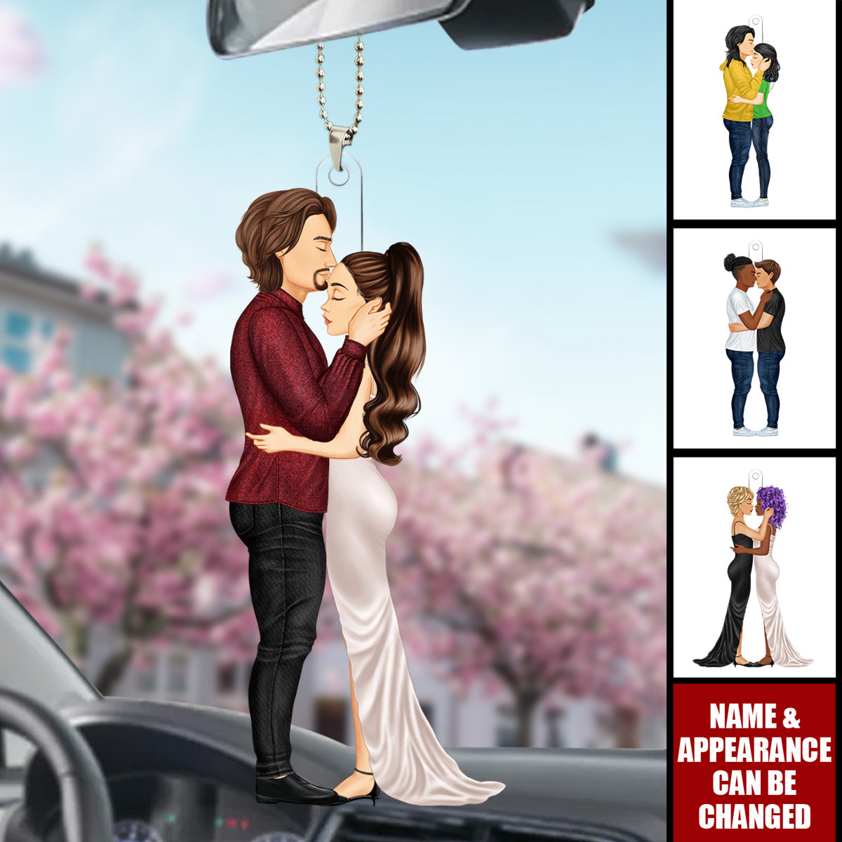 Kissing Couple - Personalized Acrylic Car Ornament - Valentine's Day Gift For Her, Gift For Him