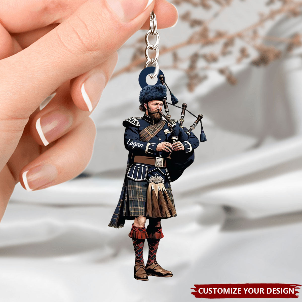 Custom Name Piper In A Kilt - Personalized Acrylic Keychain