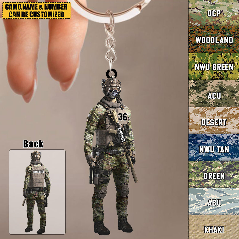 Personalized Proud Veteran Combat Uniform Keychain For Soldier