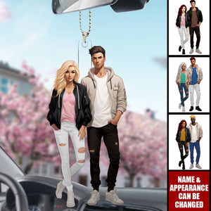 Valentine's Day Couple Dolls - Personalized Acrylic Car Ornament