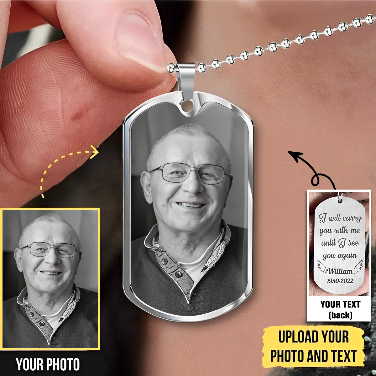 I WILL CARRY YOU WITH ME UNTIL, PERSONALIZED NECKLACE, MEMORIAL GIFTS, CUSTOM PHOTO
