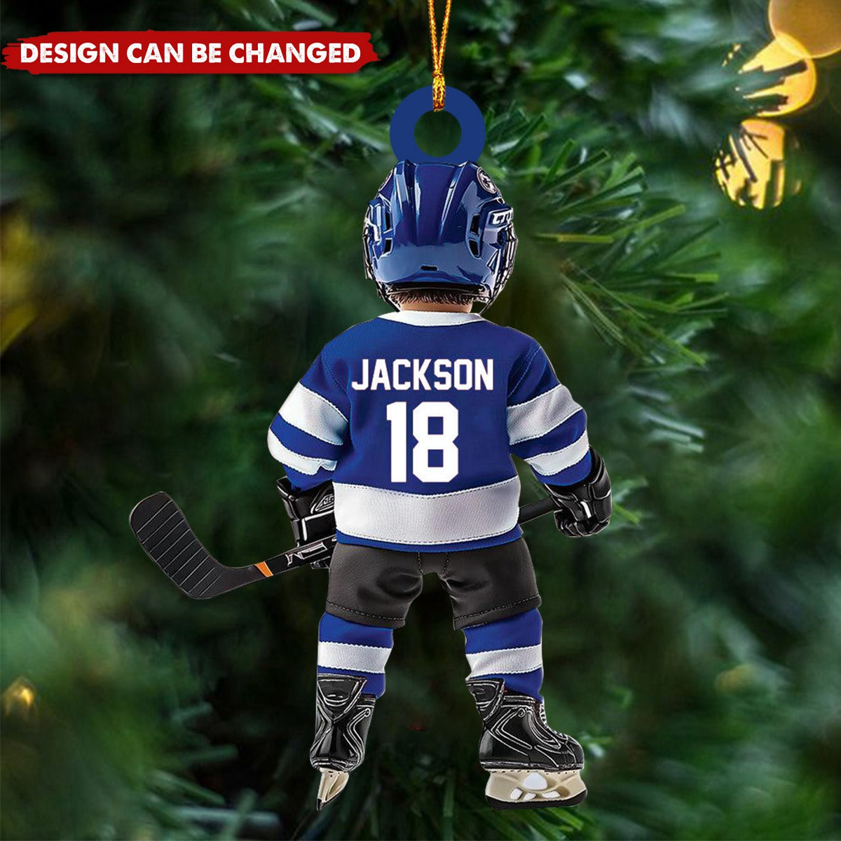 Personalized Kid Ice Hockey Ornament Hockey Player Gifts