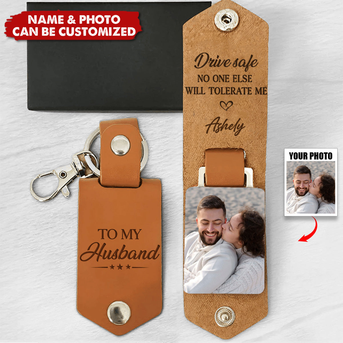 No One Else Will Tolerate Me Personalized Leather Photo Keychain