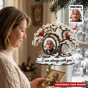 Cardinal Blossom Tree Custom Photo of Beloved One - Personalized Acrylic Ornament
