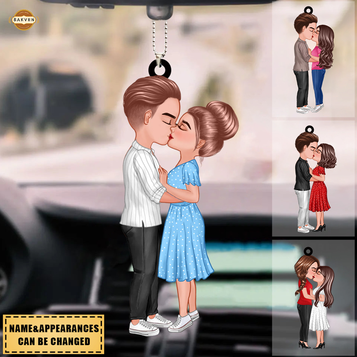 Doll Couple Kissing And Hugging - Personalized Ornament