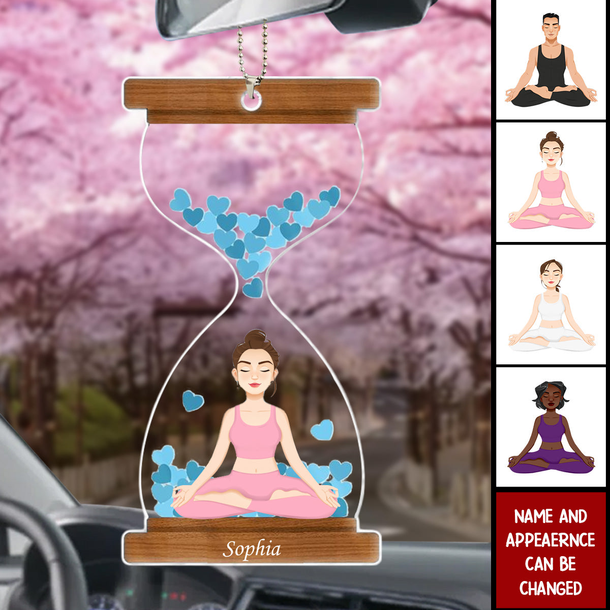 Hourglass - Gift For Yoga Lovers - Personalized Acrylic Car Ornament