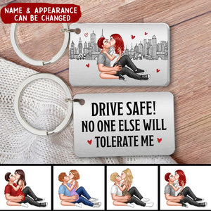 Kissing Couple Outline Sketch Background Personalized Metal Keychain