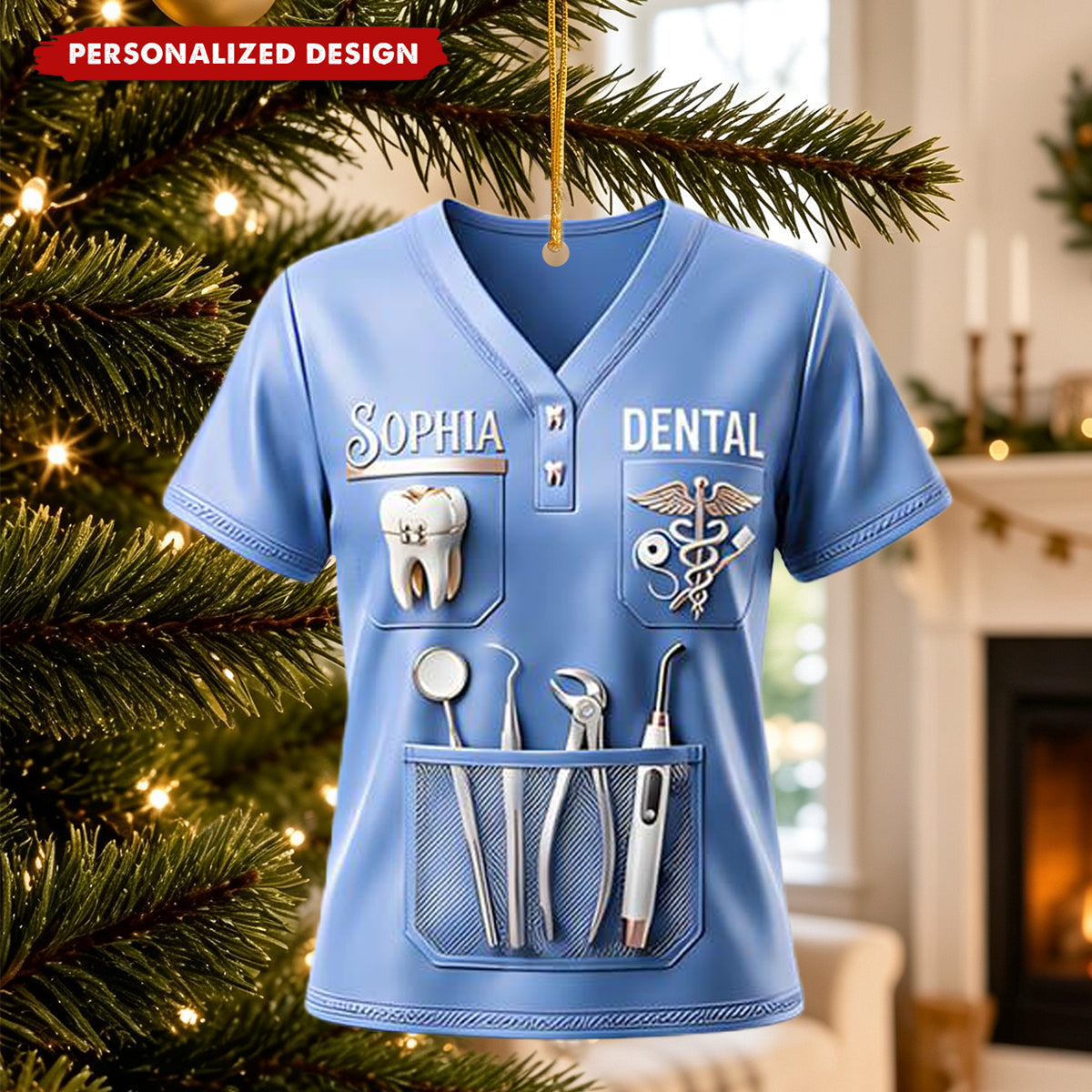 Personalized Dental Worker Christmas Ornament - Custom Name Dentist Dental Hygienist Hanging Ornament