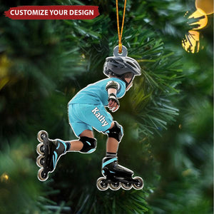 Roller Skating Kid Personalized Christmas Ornament