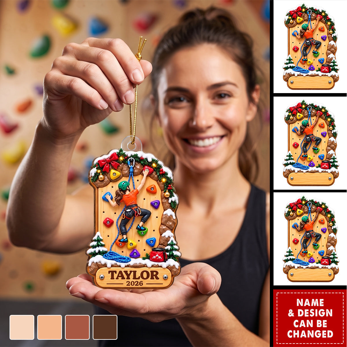 Personalized Rock Climbing Acrylic Ornament-Gift For Rock Climbers, Kids & Grandkids
